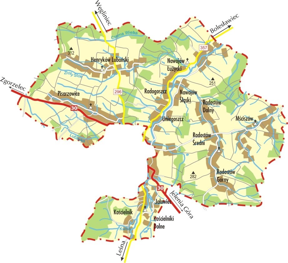 mapa Gminy Lubań