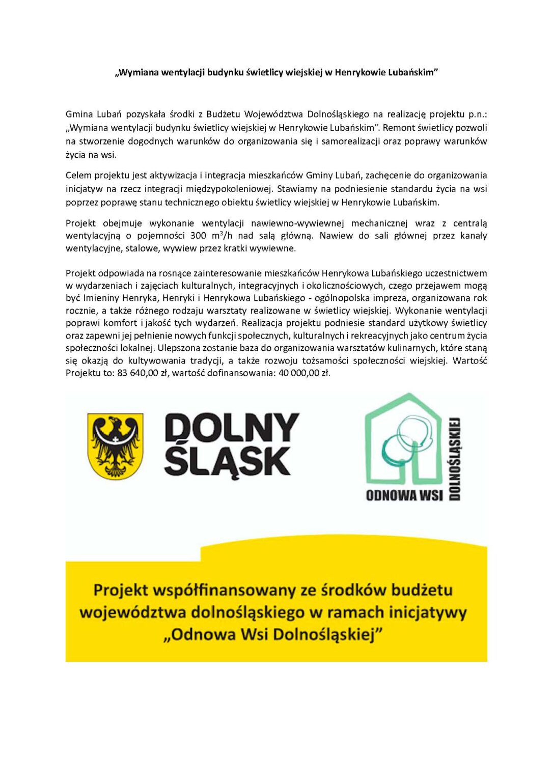 Zjęcie przedstawia logo projektowe Odnowy Dolnośląskiej Wsi