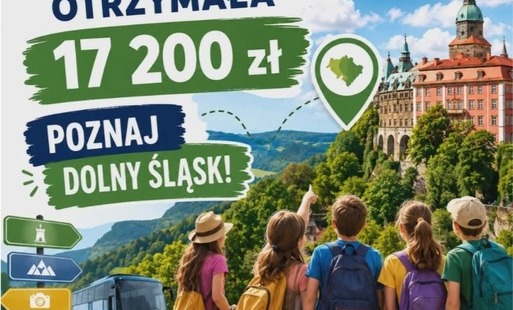 Zdjęcie poglądowe przedstawia dzieci na wycieczce po Dolnym Śląsku