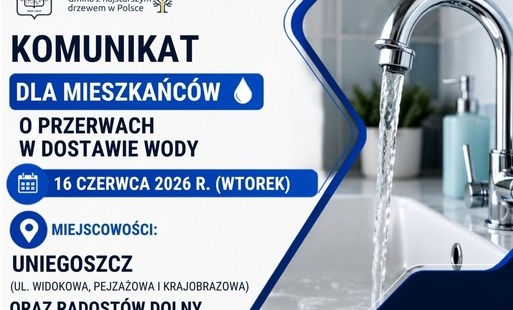 Zdjęcie poglądowe infirmujące o przerwach w dostawie wody