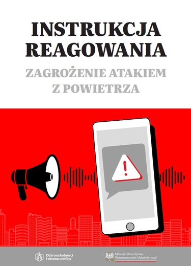 Zdjęcie prezentuje stronę tytułową dot. instrukcji reagowania zagrożenie atakiem z powietrza