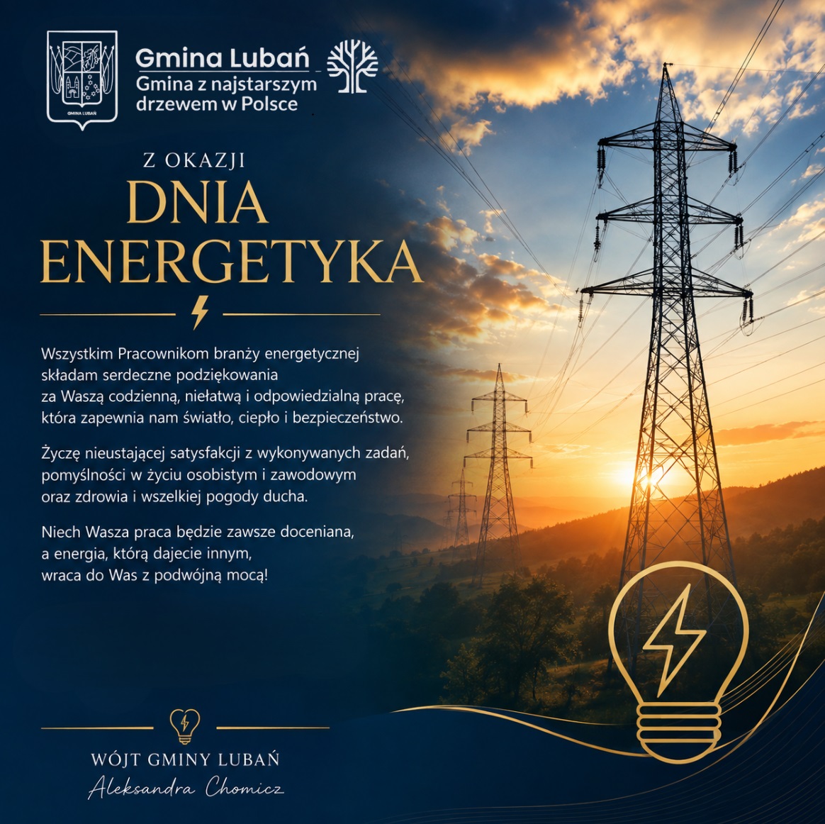 Grafika przedstawia życzenia z&nbsp;okazji Dnia Energetyka