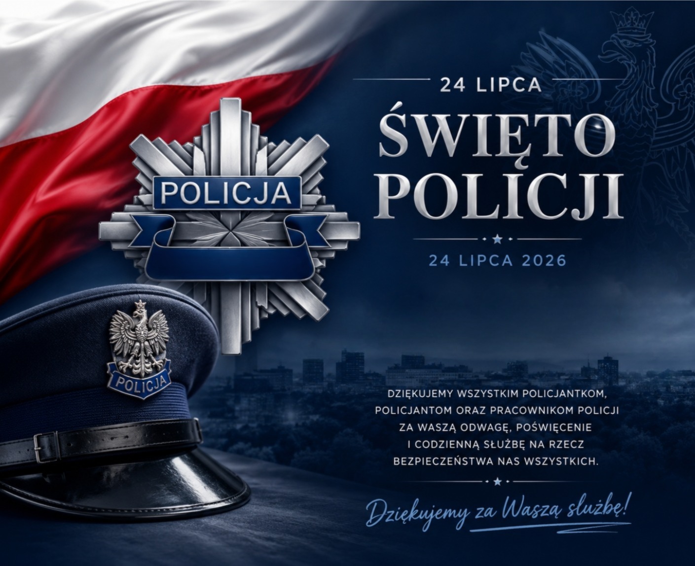 Zdjęcie przedstawia życzenia z&nbsp;okazji Dnia Policji