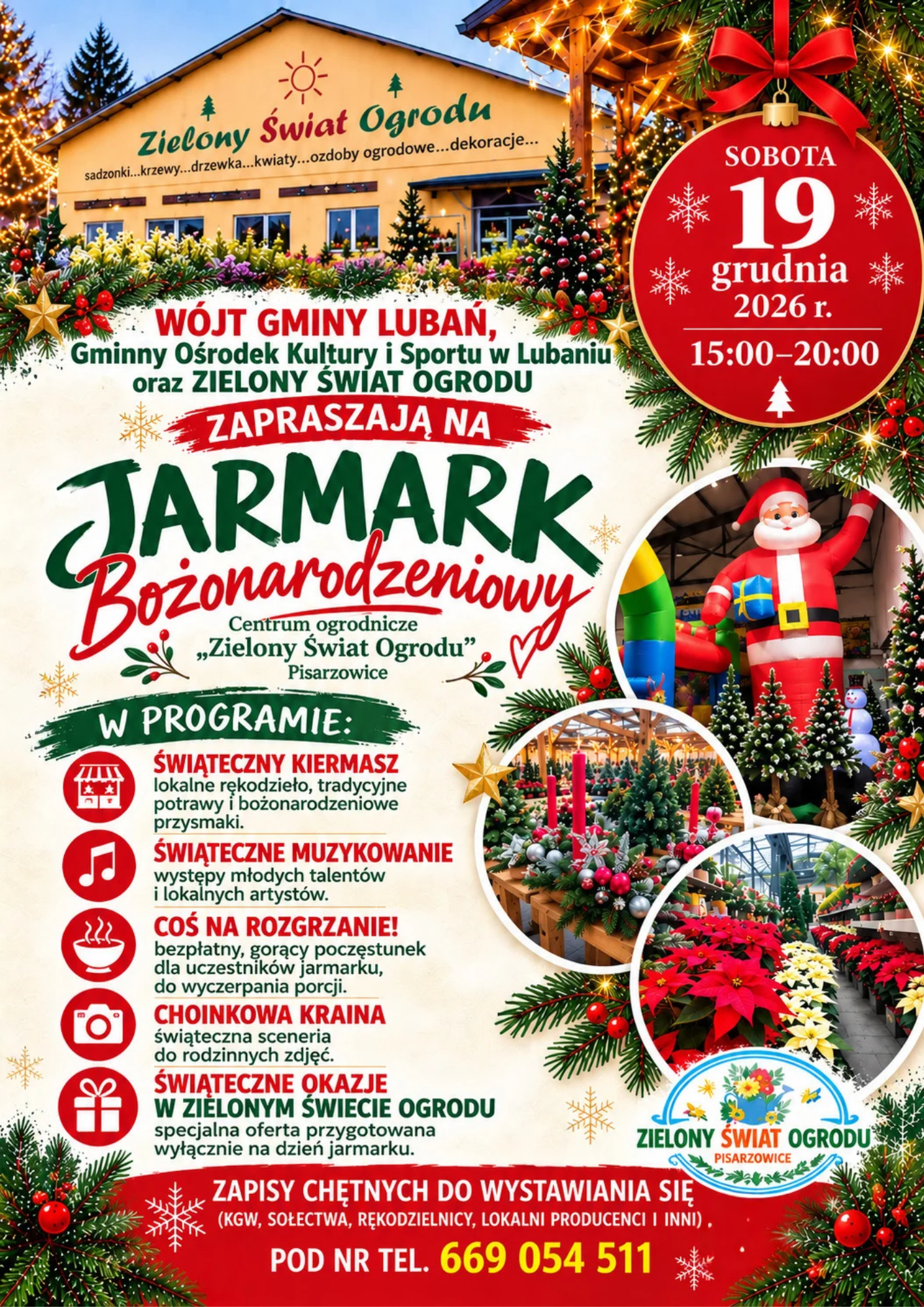 Zdjęcie przedstawia plakat z&nbsp;okazji organizowanego Jarmarku Bożonarodzeniowego