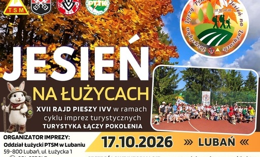 Zdjęcie przedstawia plakat dot. Rajdu Pieszego Jesień na Łużycach