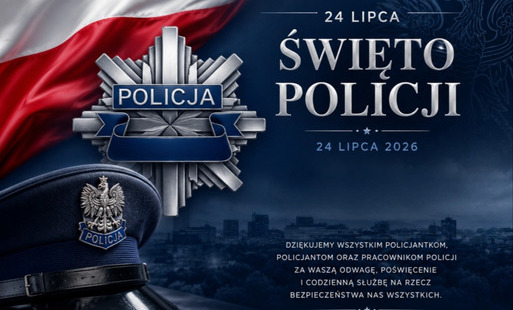 Zdjęcie przedstawia podziękowania dla policji z okazji Dnia Policji 