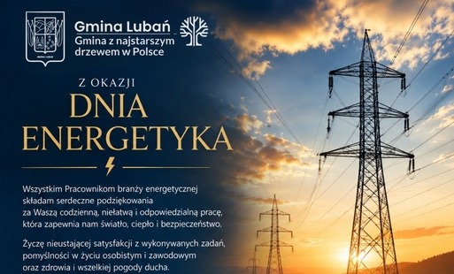 Zdjęcie przedstawia życzenia z okazji Dnia Energetyka