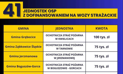 Zdjęcie prezentuje listę JST którym udzielono dofinansowania